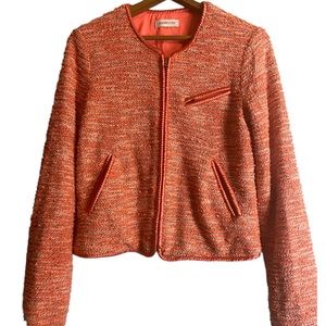 Sugar + l!ps orange coral Full zip longsleeve ladies lined blazer jacket Medium